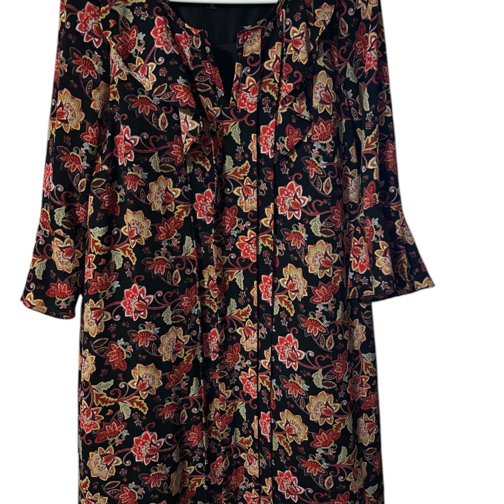 Floral Black and Red Dress